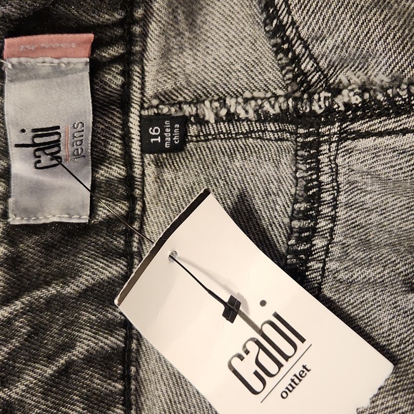 CAbi Gray Black Denim Jeans Nwt  Women's Jeans Size 16 Boyfriend Smokewash - Picture 8 of 13